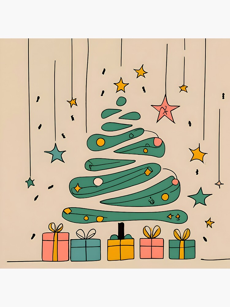 Thumbnail 3 of 3, Pin, Modern Christmas Tree Minimalistic Drawing designed and sold by Patricks-Art.