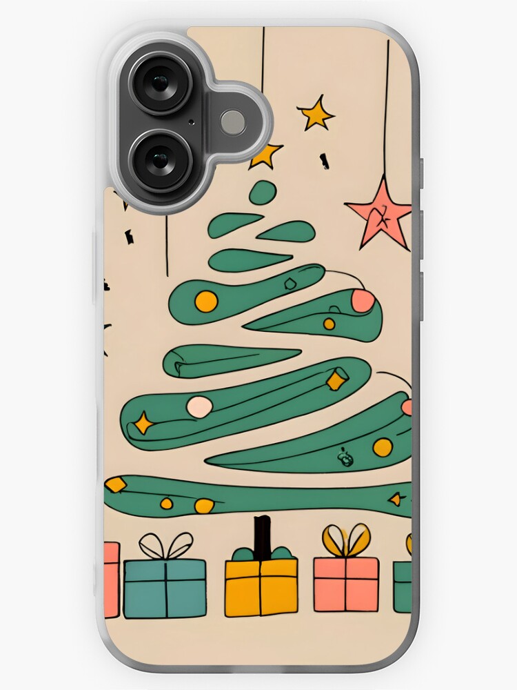 Thumbnail 1 of 5, iPhone Case, Modern Christmas Tree Minimalistic Drawing designed and sold by Patricks-Art.