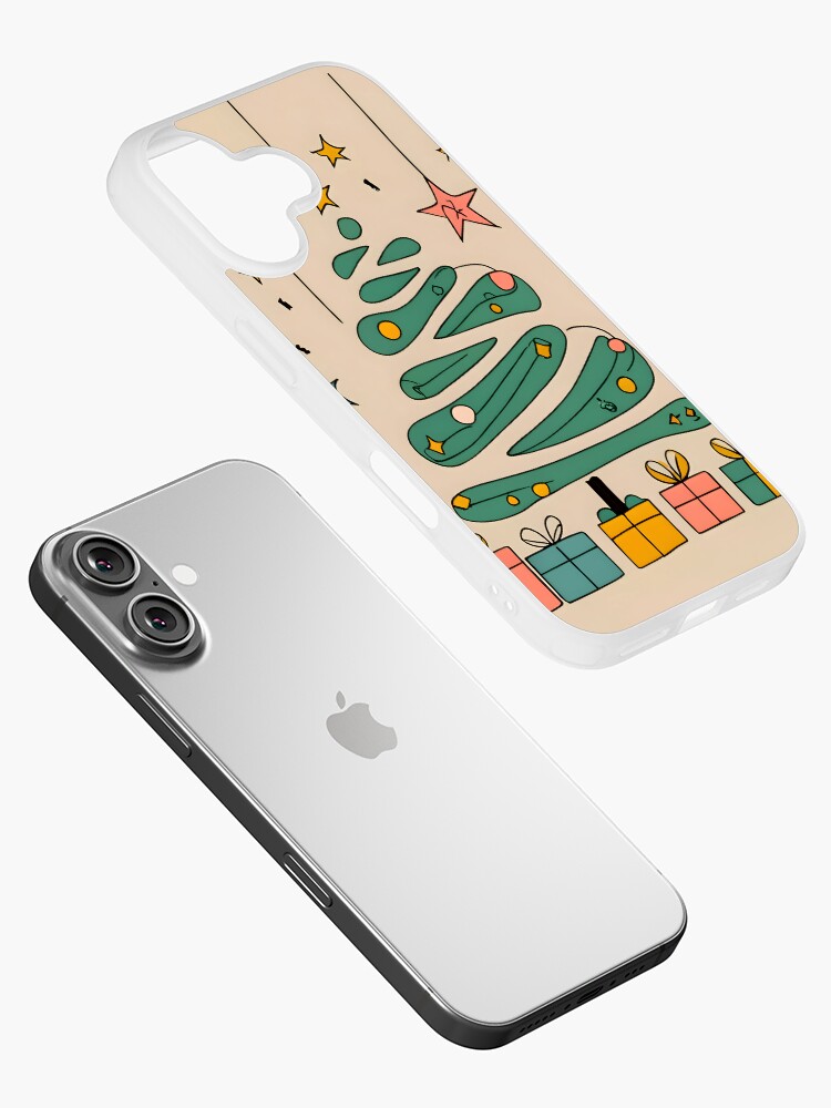 Thumbnail 2 of 5, iPhone Case, Modern Christmas Tree Minimalistic Drawing designed and sold by Patricks-Art.