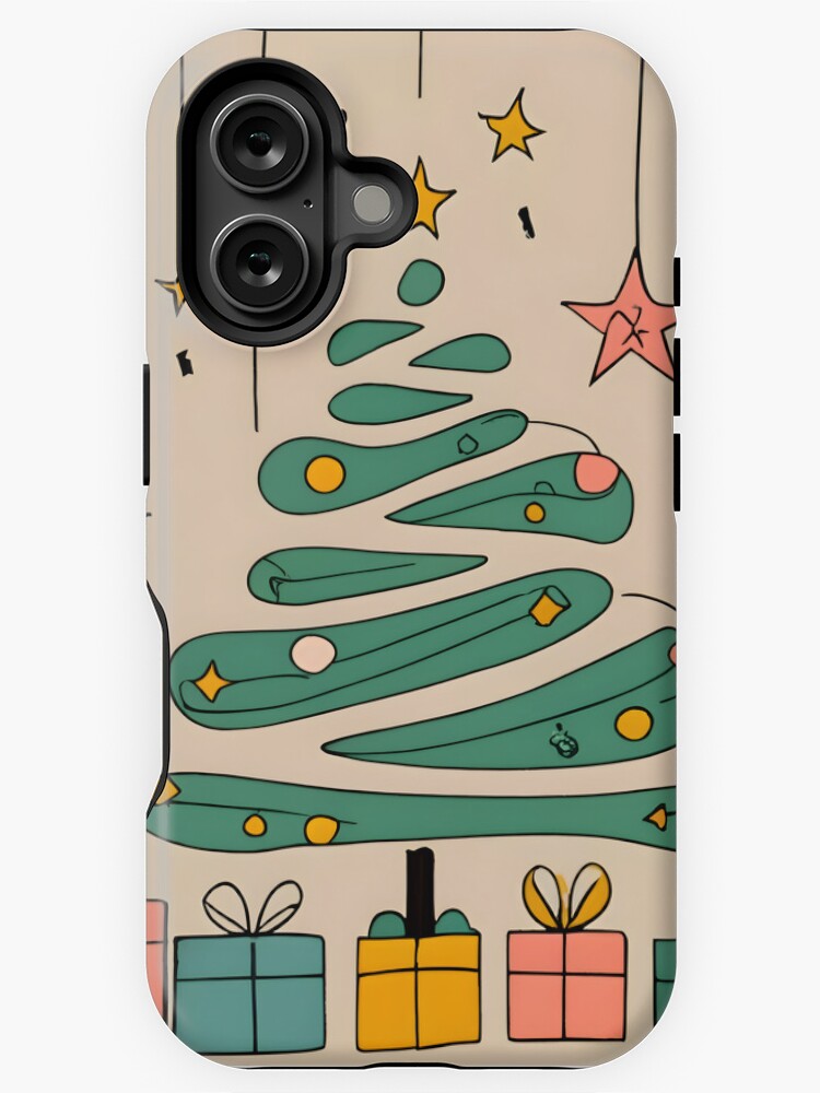Thumbnail 1 of 4, iPhone Case, Modern Christmas Tree Minimalistic Drawing designed and sold by Patricks-Art.