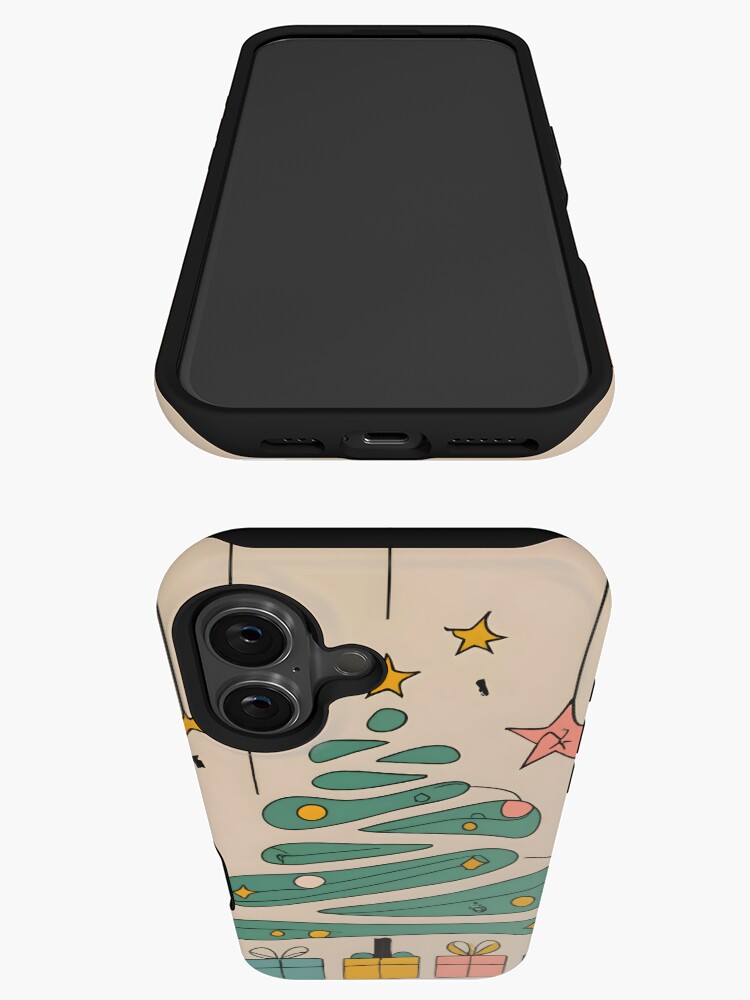 Thumbnail 3 of 4, iPhone Case, Modern Christmas Tree Minimalistic Drawing designed and sold by Patricks-Art.