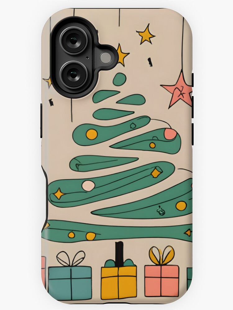 Thumbnail 1 of 4, iPhone Case, Modern Christmas Tree Minimalistic Drawing designed and sold by Patricks-Art.