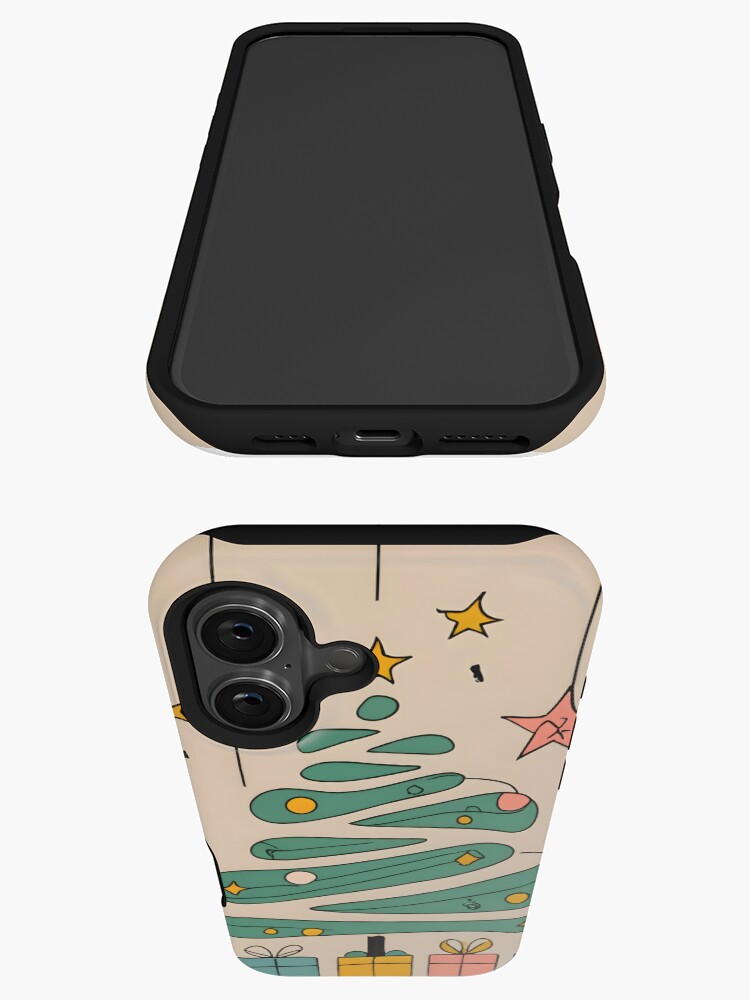 Thumbnail 3 of 4, iPhone Case, Modern Christmas Tree Minimalistic Drawing designed and sold by Patricks-Art.