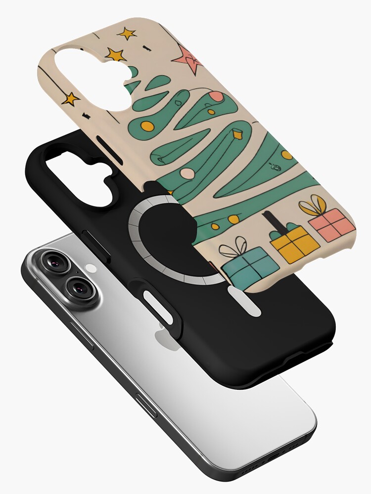 Thumbnail 2 of 4, iPhone Case, Modern Christmas Tree Minimalistic Drawing designed and sold by Patricks-Art.