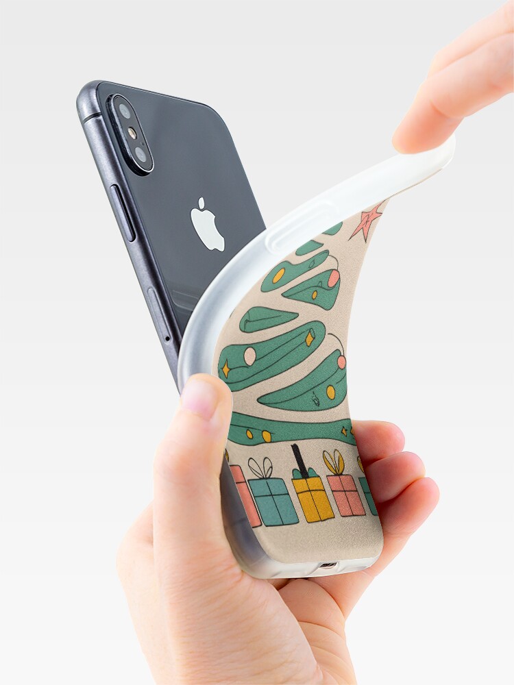 Thumbnail 4 of 5, iPhone Case, Modern Christmas Tree Minimalistic Drawing designed and sold by Patricks-Art.