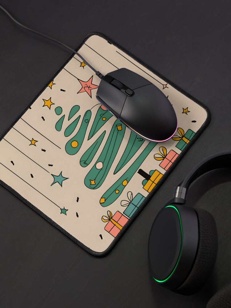 Thumbnail 4 of 5, Mouse Pad, Modern Christmas Tree Minimalistic Drawing designed and sold by Patricks-Art.