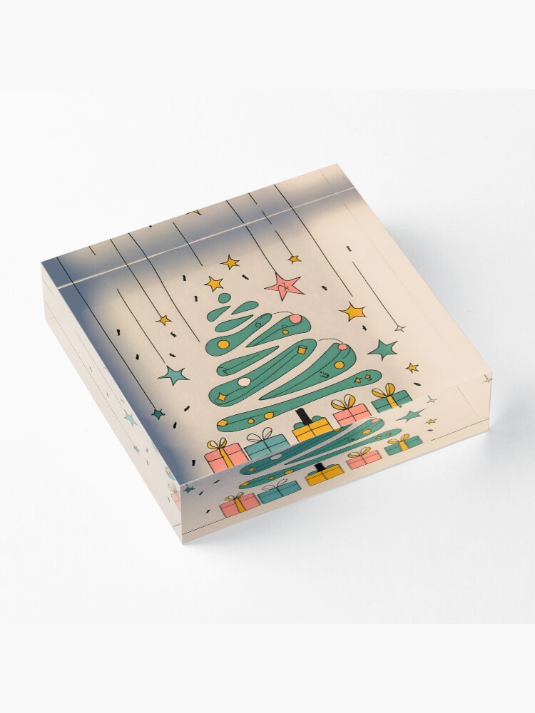 Thumbnail 3 of 5, Acrylic Block, Modern Christmas Tree Minimalistic Drawing designed and sold by Patricks-Art.