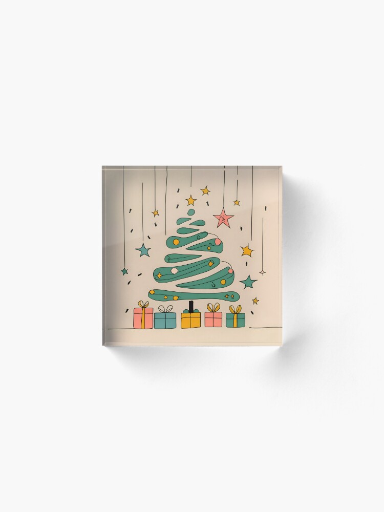 Thumbnail 2 of 5, Acrylic Block, Modern Christmas Tree Minimalistic Drawing designed and sold by Patricks-Art.