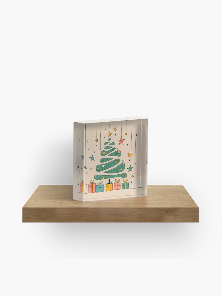 Thumbnail 1 of 5, Acrylic Block, Modern Christmas Tree Minimalistic Drawing designed and sold by Patricks-Art.