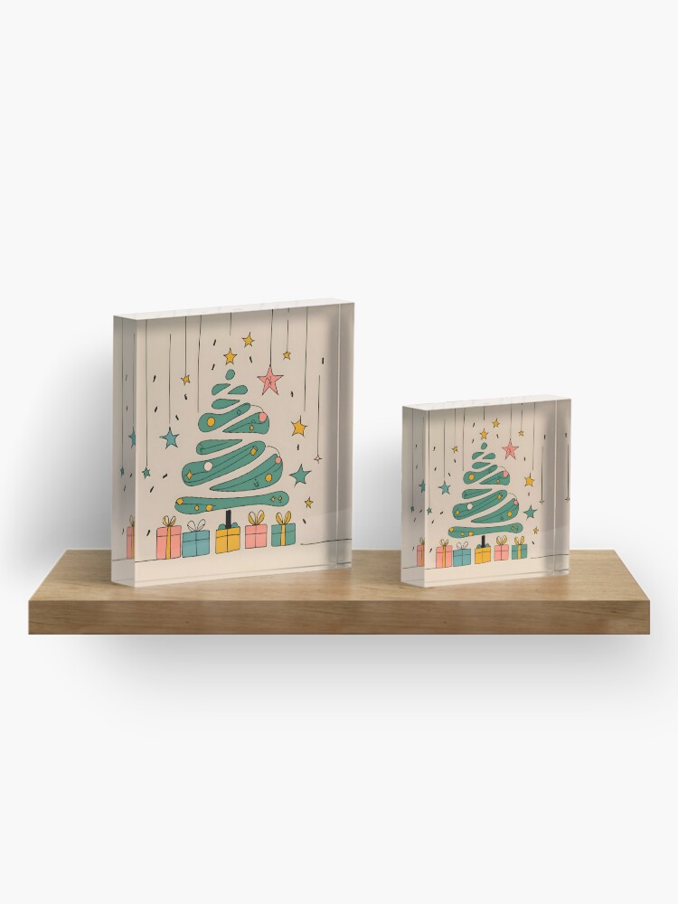 Thumbnail 4 of 5, Acrylic Block, Modern Christmas Tree Minimalistic Drawing designed and sold by Patricks-Art.
