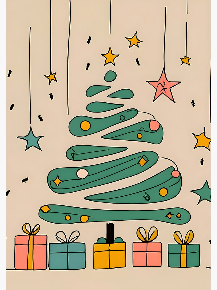 Thumbnail 3 of 3, Journal, Modern Christmas Tree Minimalistic Drawing designed and sold by Patricks-Art.