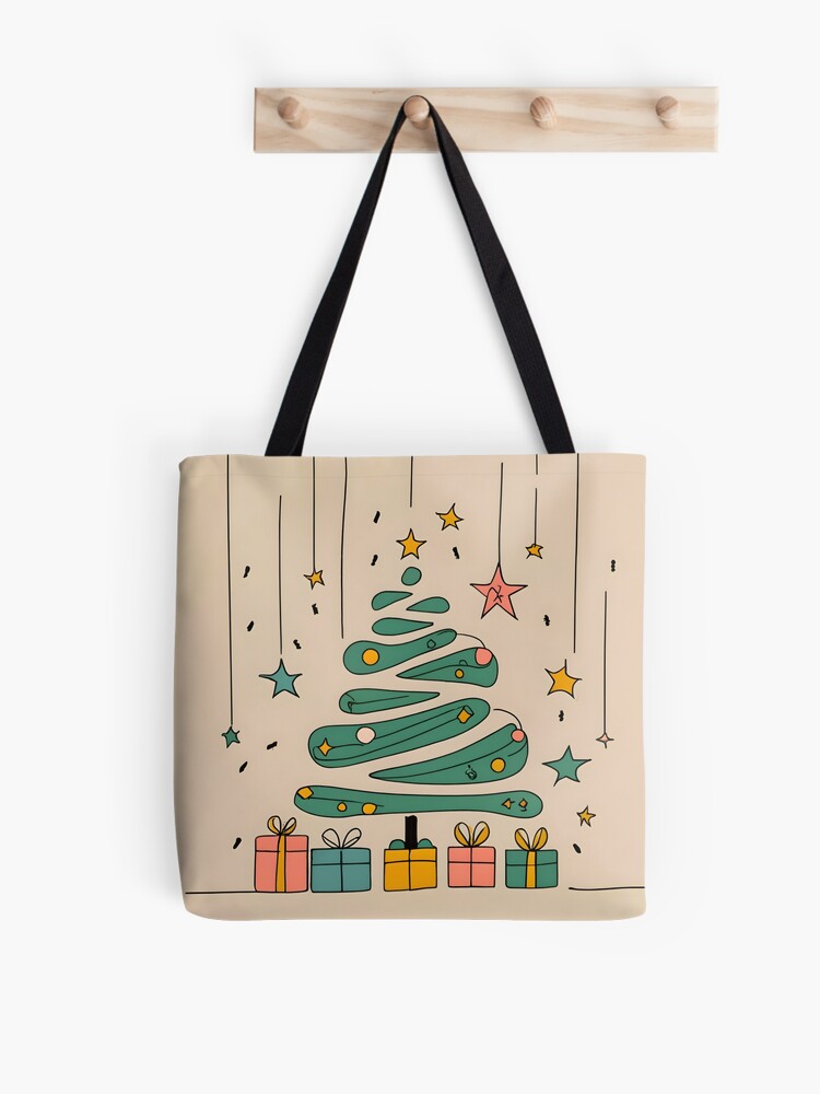 Thumbnail 1 of 2, Tote Bag, Modern Christmas Tree Minimalistic Drawing designed and sold by Patricks-Art.