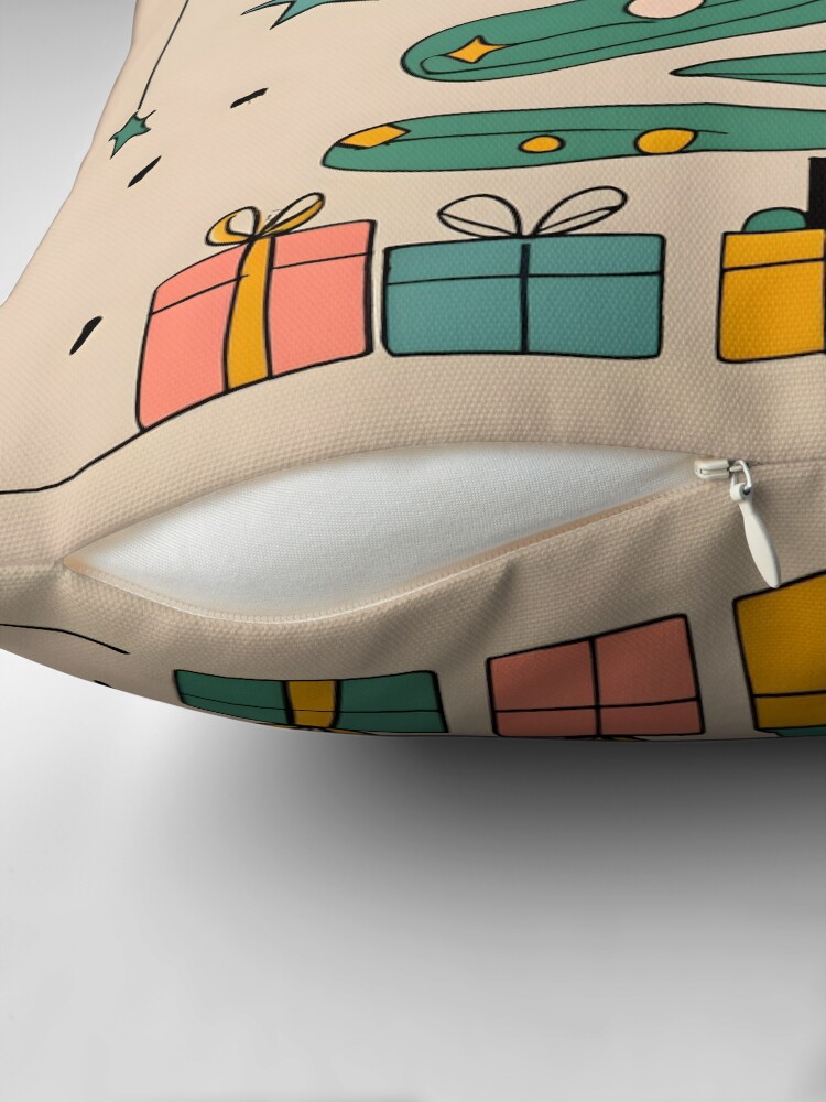 Thumbnail 2 of 4, Pillow, Modern Christmas Tree Minimalistic Drawing designed and sold by Patricks-Art.