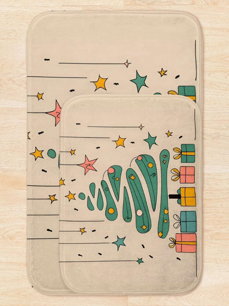Thumbnail 5 of 6, Bath Mat, Modern Christmas Tree Minimalistic Drawing designed and sold by Patricks-Art.