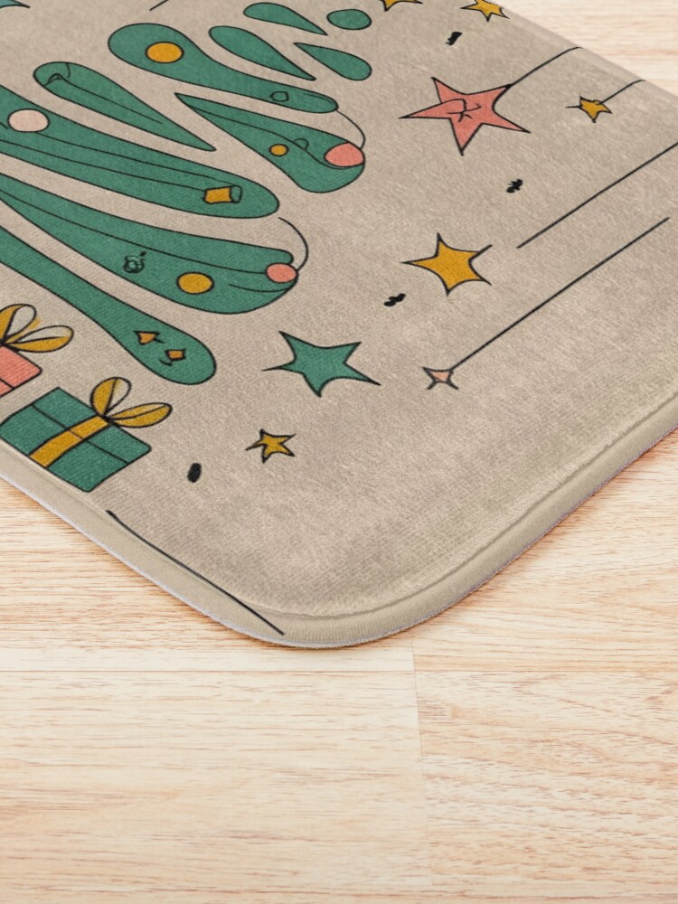 Thumbnail 3 of 6, Bath Mat, Modern Christmas Tree Minimalistic Drawing designed and sold by Patricks-Art.