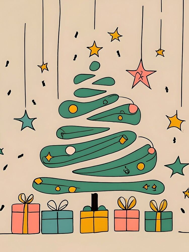 Thumbnail 5 of 5, Graphic T-Shirt, Modern Christmas Tree Minimalistic Drawing designed and sold by Patricks-Art.