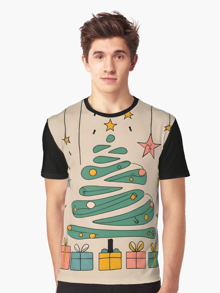 Thumbnail 1 of 5, Graphic T-Shirt, Modern Christmas Tree Minimalistic Drawing designed and sold by Patricks-Art.