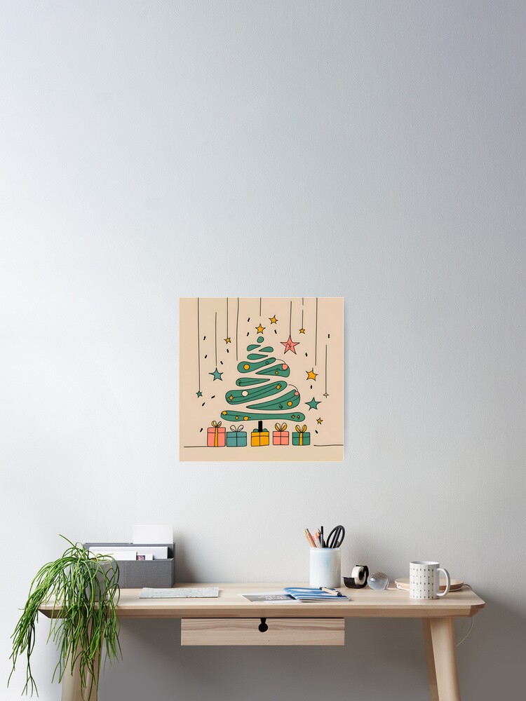 Thumbnail 1 of 3, Poster, Modern Christmas Tree Minimalistic Drawing designed and sold by Patricks-Art.