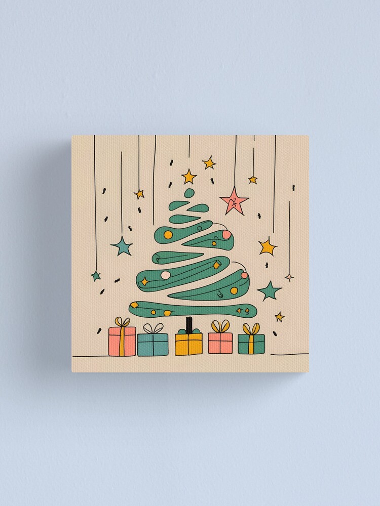 Thumbnail 1 of 3, Canvas Print, Modern Christmas Tree Minimalistic Drawing designed and sold by Patricks-Art.