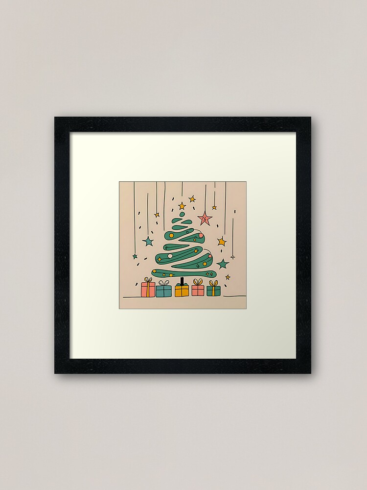 Thumbnail 1 of 7, Framed Art Print, Modern Christmas Tree Minimalistic Drawing designed and sold by Patricks-Art.