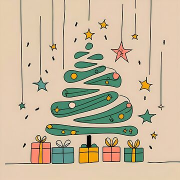 Artwork thumbnail, Modern Christmas Tree Minimalistic Drawing by Patricks-Art