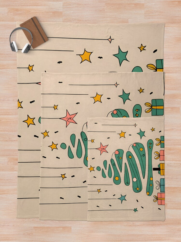 Thumbnail 5 of 6, Throw Blanket, Modern Christmas Tree Minimalistic Drawing designed and sold by Patricks-Art.