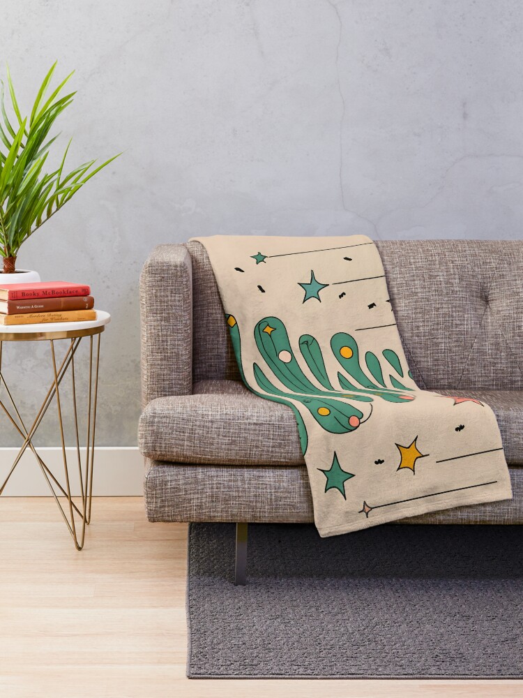 Thumbnail 2 of 6, Throw Blanket, Modern Christmas Tree Minimalistic Drawing designed and sold by Patricks-Art.