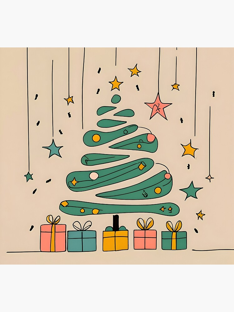 Thumbnail 5 of 5, Socks, Modern Christmas Tree Minimalistic Drawing designed and sold by Patricks-Art.
