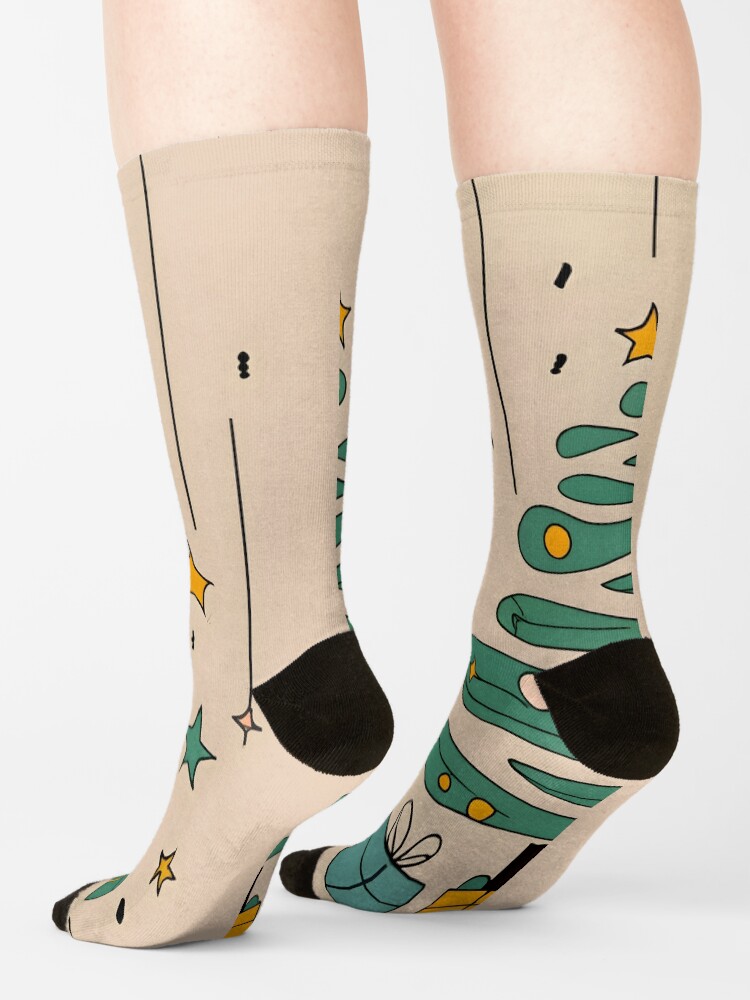 Thumbnail 4 of 5, Socks, Modern Christmas Tree Minimalistic Drawing designed and sold by Patricks-Art.