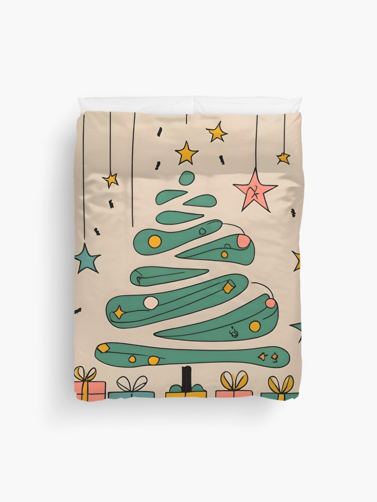 Thumbnail 1 of 2, Duvet Cover, Modern Christmas Tree Minimalistic Drawing designed and sold by Patricks-Art.