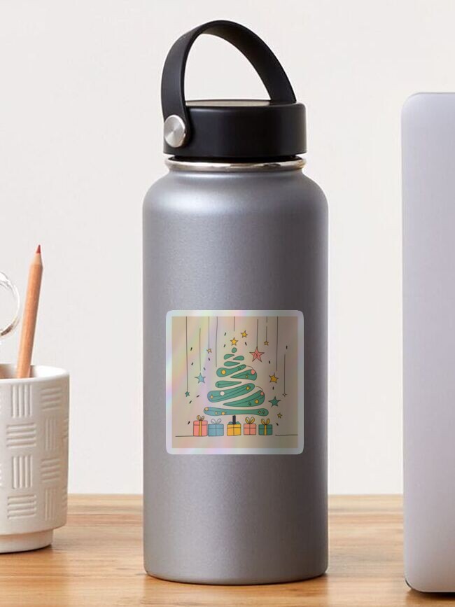 Thumbnail 1 of 4, Sticker, Modern Christmas Tree Minimalistic Drawing designed and sold by Patricks-Art.