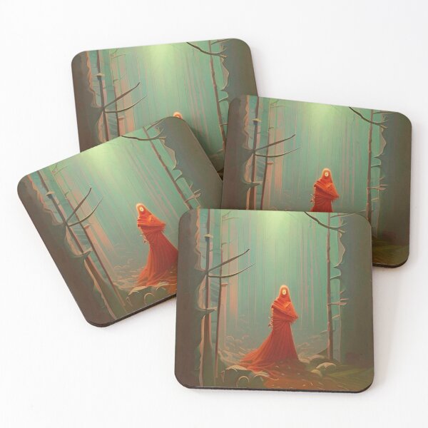 Item preview, Mystical Orange Red Figure in Dead Autumn Forest designed and sold by depthsofthemind.