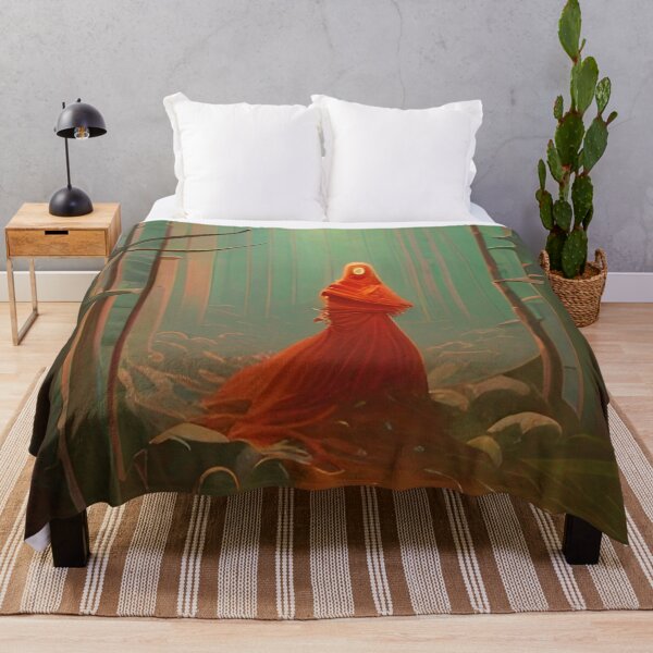 Item preview, Mystical Orange Red Figure in Dead Autumn Forest designed and sold by depthsofthemind.