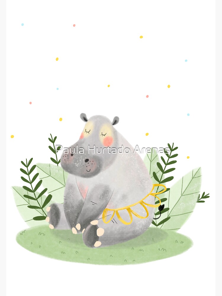 Imagen 3 de 3, Pegatina con la obra Bonita Hipopótamo digital ilustración, diseñada y vendida por paulahurtado.