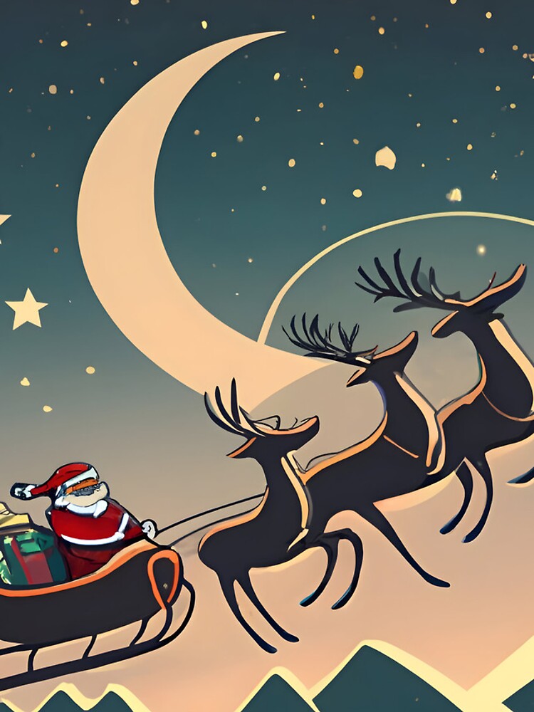 Thumbnail 4 of 4, iPhone Case, Santa Claus in sleigh with reindeers Minimalistic Drawing designed and sold by Patricks-Art.