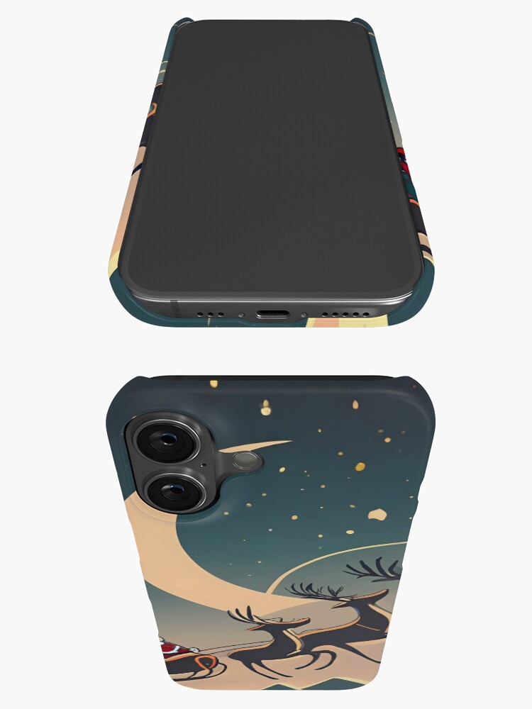 Thumbnail 3 of 4, iPhone Case, Santa Claus in sleigh with reindeers Minimalistic Drawing designed and sold by Patricks-Art.