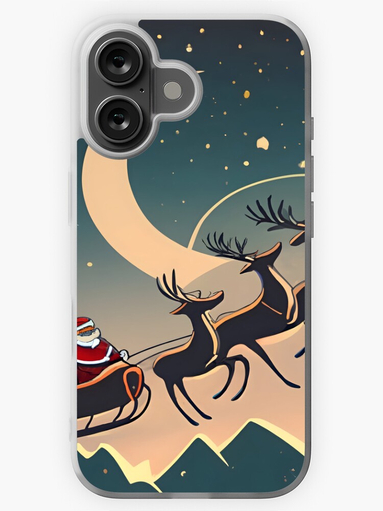 Thumbnail 1 of 5, iPhone Case, Santa Claus in sleigh with reindeers Minimalistic Drawing designed and sold by Patricks-Art.