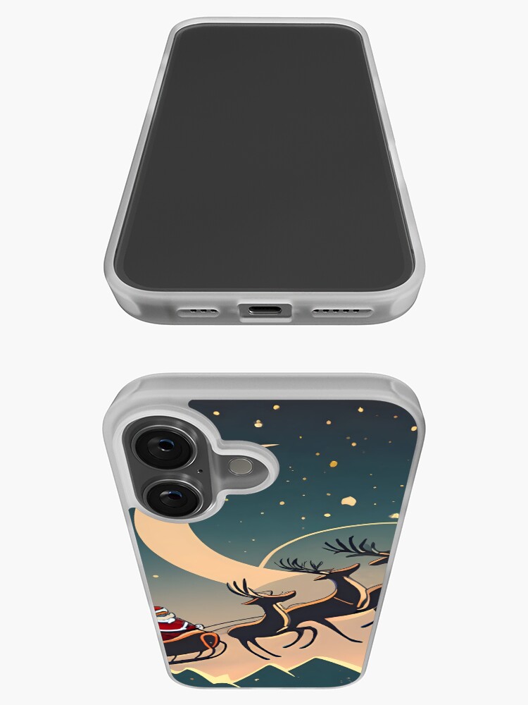 Thumbnail 3 of 5, iPhone Case, Santa Claus in sleigh with reindeers Minimalistic Drawing designed and sold by Patricks-Art.