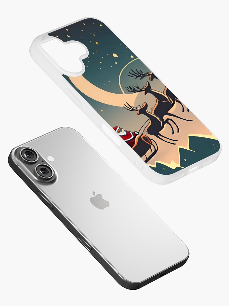 Thumbnail 2 of 5, iPhone Case, Santa Claus in sleigh with reindeers Minimalistic Drawing designed and sold by Patricks-Art.