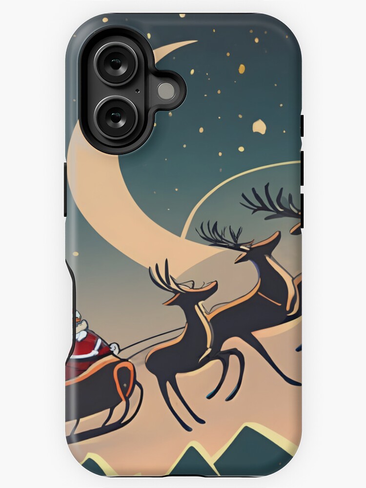 Thumbnail 1 of 4, iPhone Case, Santa Claus in sleigh with reindeers Minimalistic Drawing designed and sold by Patricks-Art.