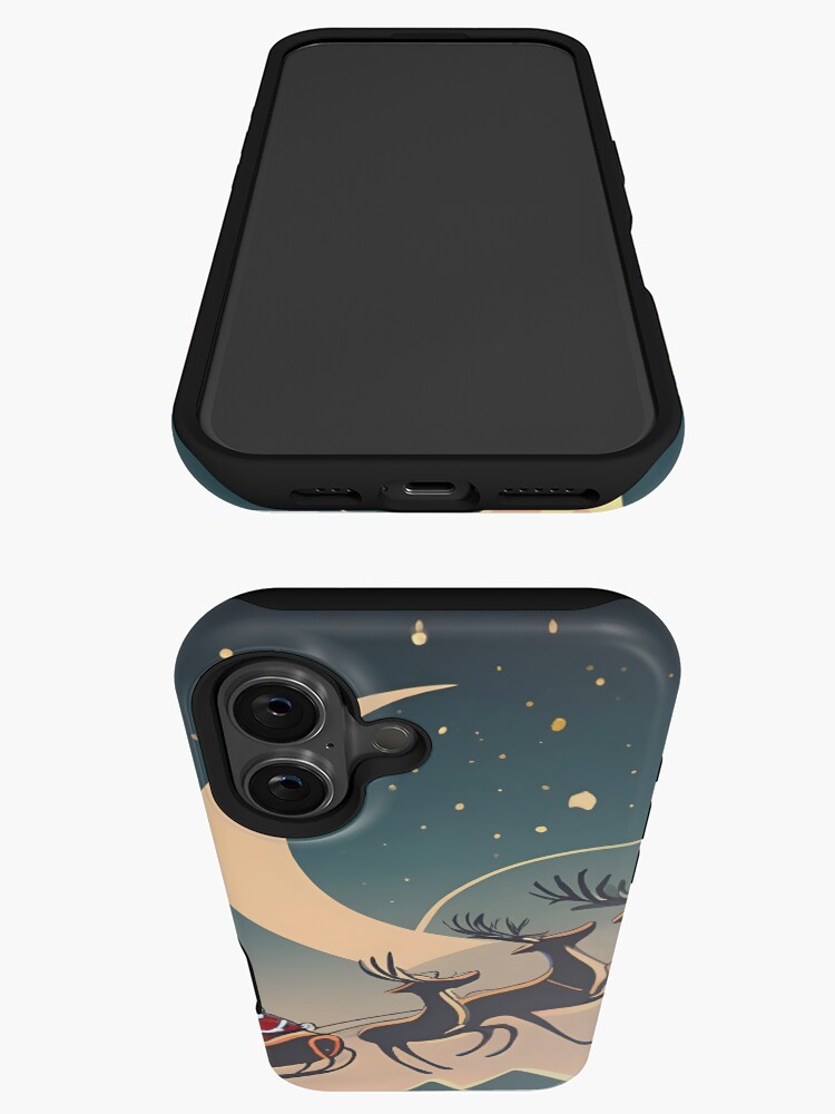 Thumbnail 3 of 4, iPhone Case, Santa Claus in sleigh with reindeers Minimalistic Drawing designed and sold by Patricks-Art.