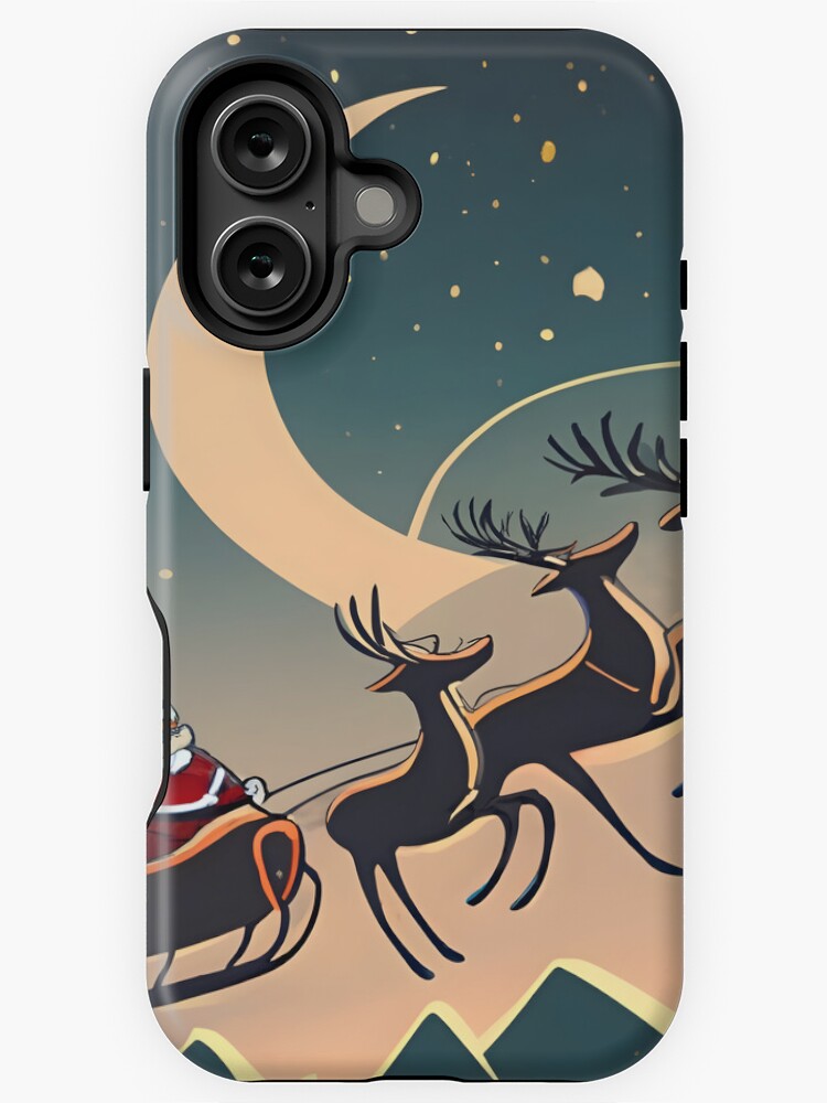 Thumbnail 1 of 4, iPhone Case, Santa Claus in sleigh with reindeers Minimalistic Drawing designed and sold by Patricks-Art.
