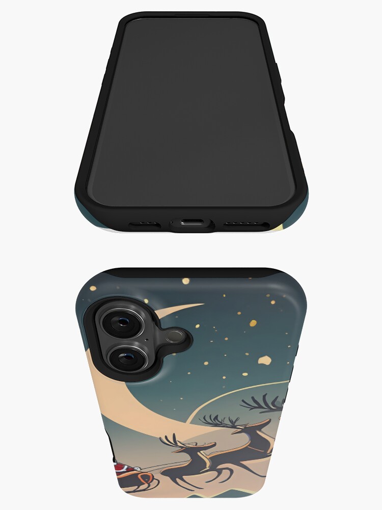 Thumbnail 3 of 4, iPhone Case, Santa Claus in sleigh with reindeers Minimalistic Drawing designed and sold by Patricks-Art.