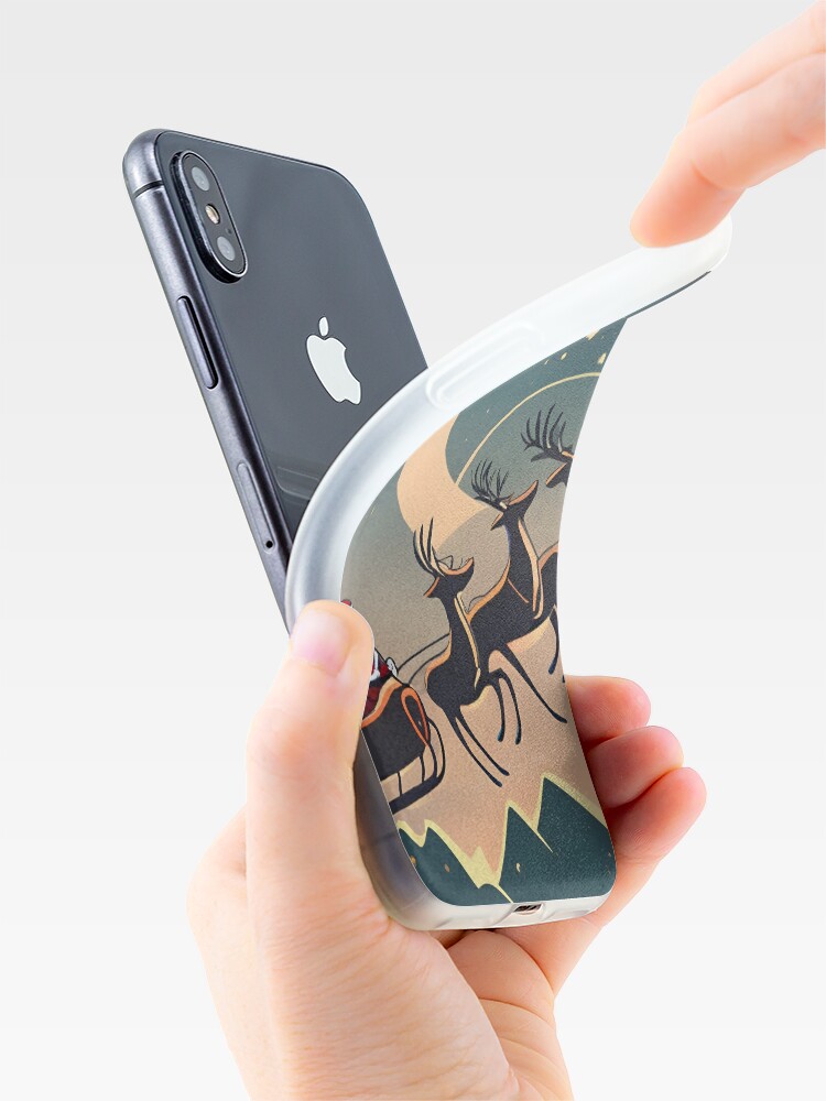 Thumbnail 4 of 5, iPhone Case, Santa Claus in sleigh with reindeers Minimalistic Drawing designed and sold by Patricks-Art.