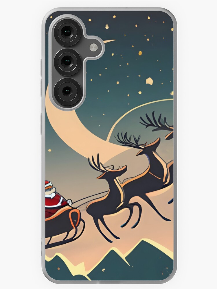 Thumbnail 1 of 4, Samsung Galaxy Phone Case, Santa Claus in sleigh with reindeers Minimalistic Drawing designed and sold by Patricks-Art.