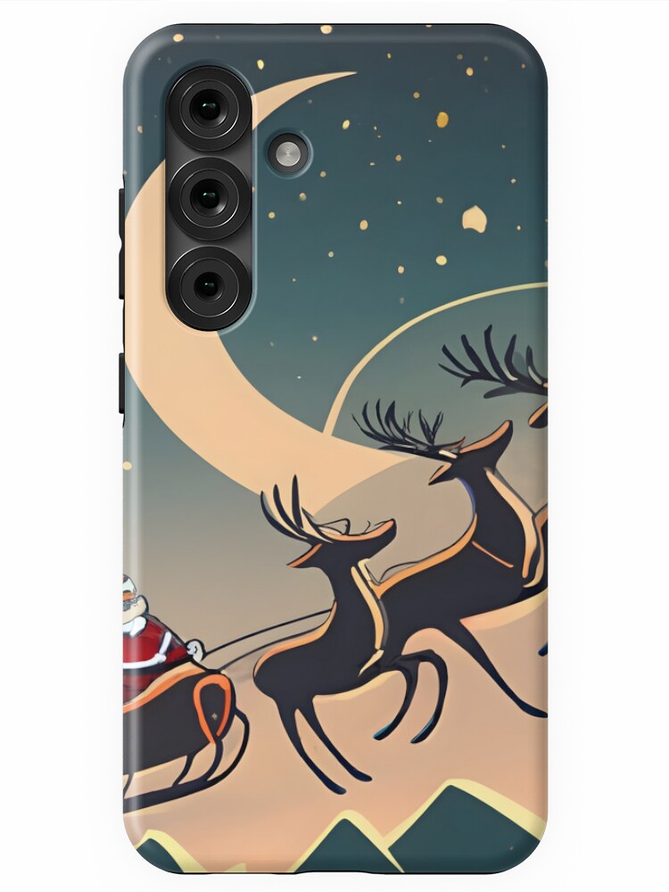 Thumbnail 1 of 4, Samsung Galaxy Phone Case, Santa Claus in sleigh with reindeers Minimalistic Drawing designed and sold by Patricks-Art.