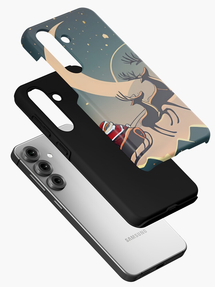 Thumbnail 2 of 4, Samsung Galaxy Phone Case, Santa Claus in sleigh with reindeers Minimalistic Drawing designed and sold by Patricks-Art.