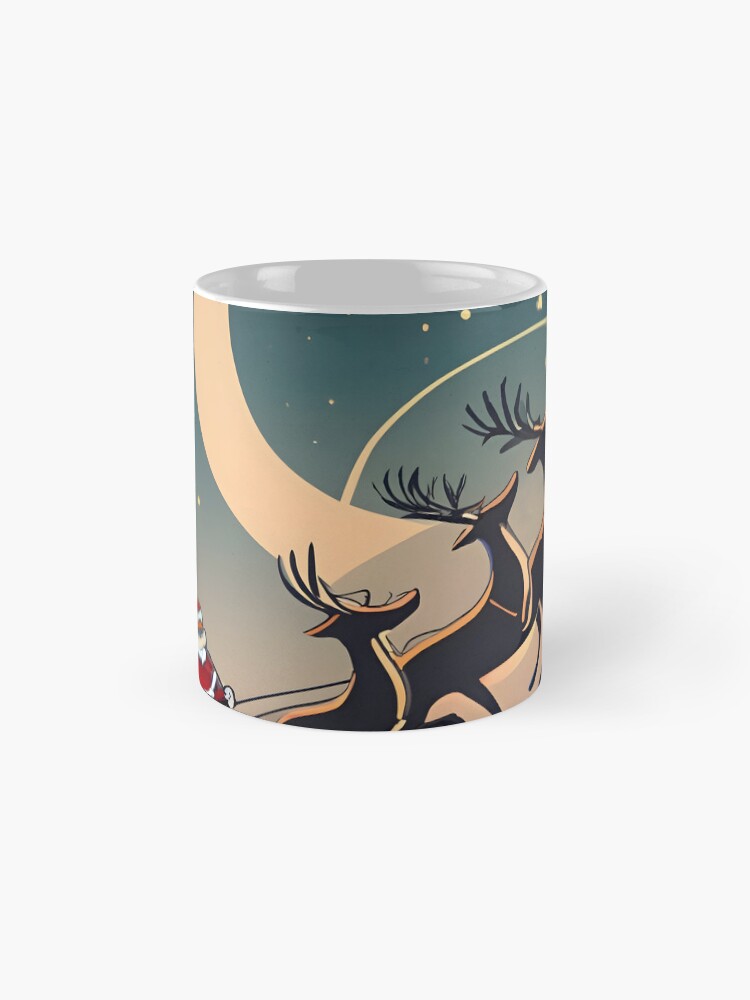 Thumbnail 4 of 6, Coffee Mug, Santa Claus in sleigh with reindeers Minimalistic Drawing designed and sold by Patricks-Art.
