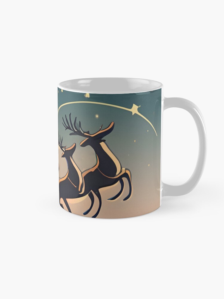 Thumbnail 5 of 6, Coffee Mug, Santa Claus in sleigh with reindeers Minimalistic Drawing designed and sold by Patricks-Art.