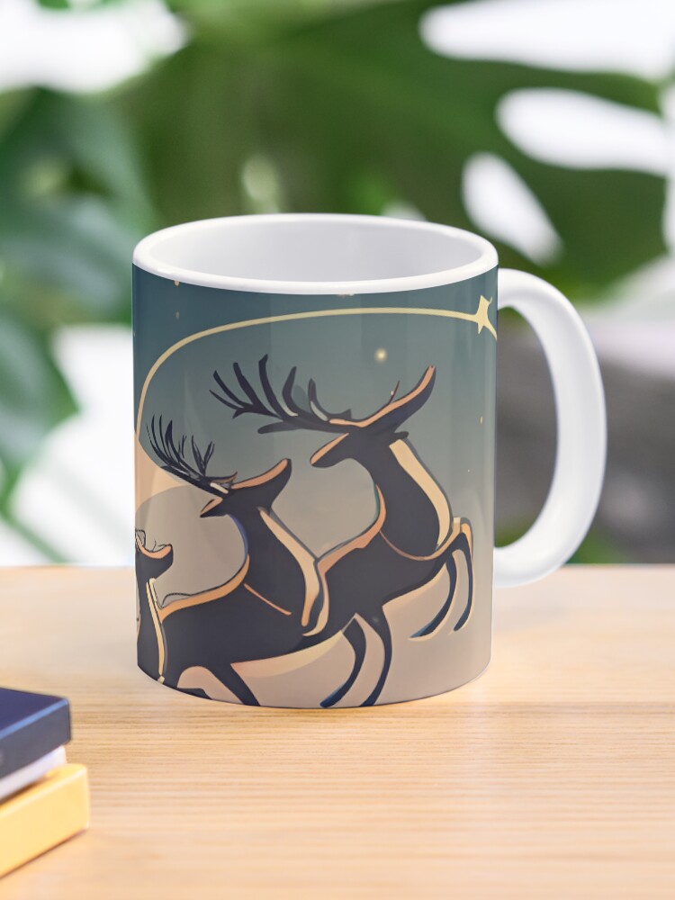 Thumbnail 1 of 6, Coffee Mug, Santa Claus in sleigh with reindeers Minimalistic Drawing designed and sold by Patricks-Art.